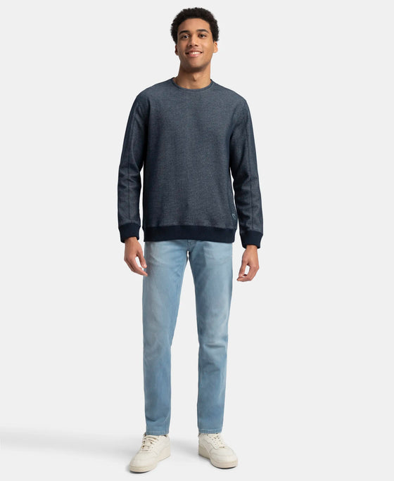 Super Combed Cotton Rich Sweatshirt with Ribbed Cuffs - Navy