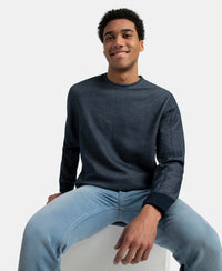 Super Combed Cotton Rich Sweatshirt with Ribbed Cuffs - Navy