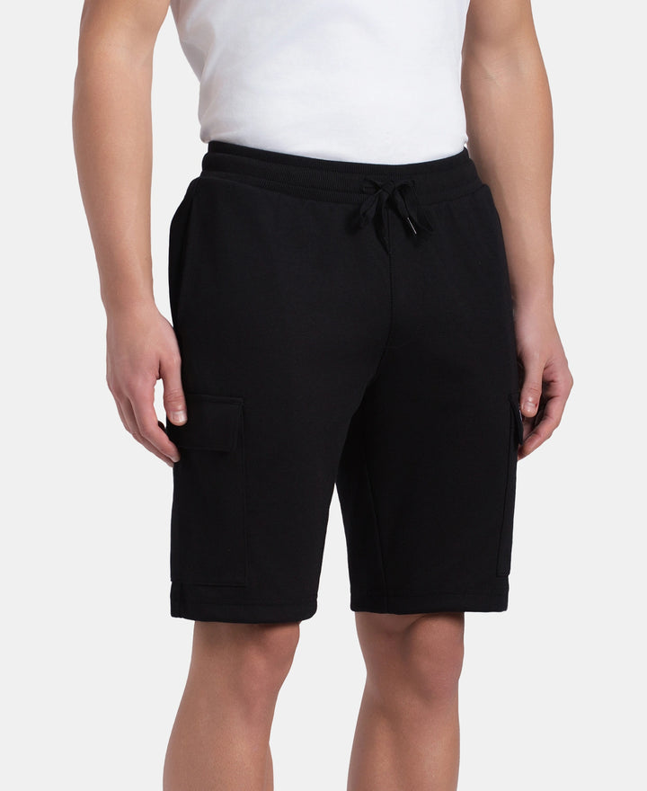Super Combed Cotton Rich Regular Fit Cargo Pocket Shorts - Black