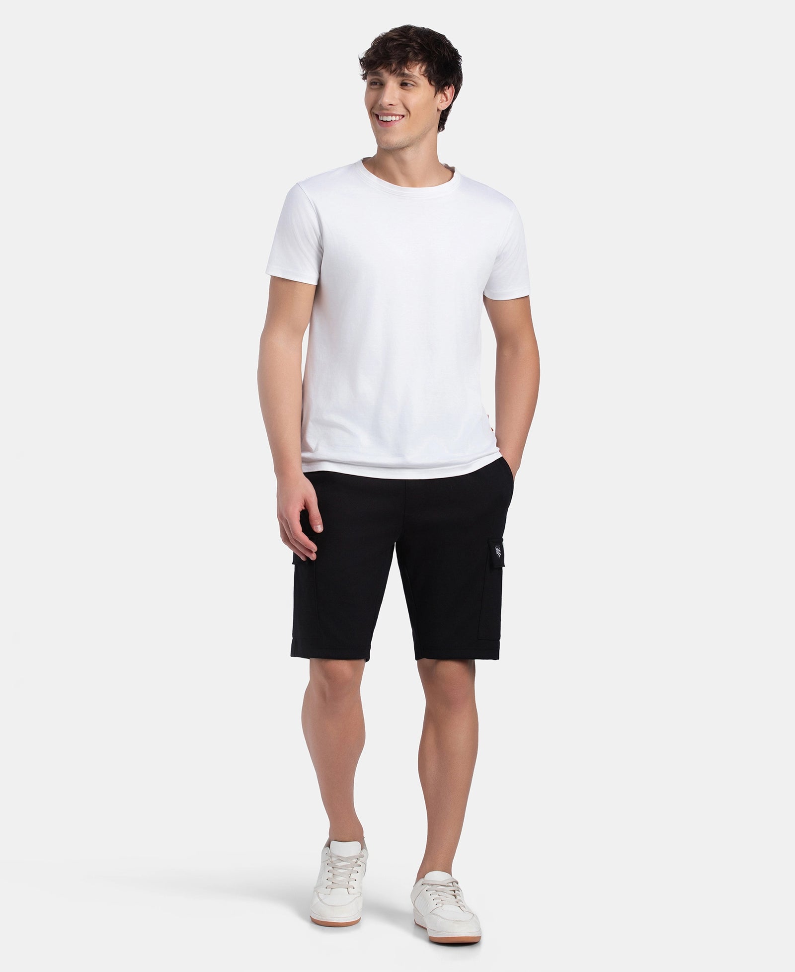 Super Combed Cotton Rich Regular Fit Cargo Pocket Shorts - Black