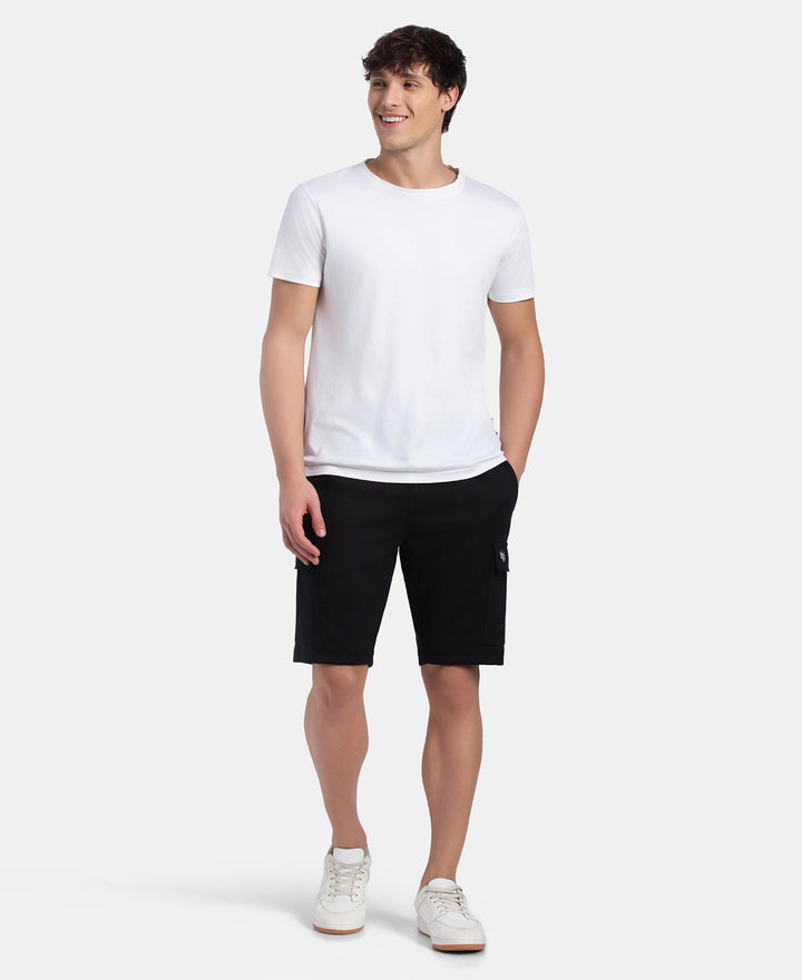Super Combed Cotton Rich Regular Fit Cargo Pocket Shorts - Black
