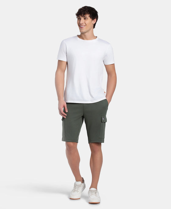 Super Combed Cotton Rich Regular Fit Cargo Pocket Shorts - Thyme