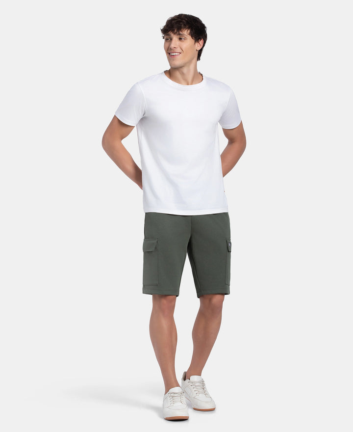 Super Combed Cotton Rich Regular Fit Cargo Pocket Shorts - Thyme