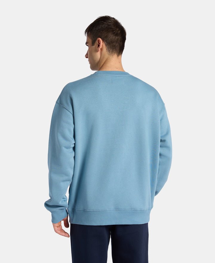Super Combed Cotton Rich Graphic Print Fleece Sweatshirt with StayWarm Technology  - Provincial Blue