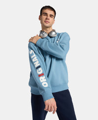 Super Combed Cotton Rich Graphic Print Fleece Sweatshirt with StayWarm Technology  - Provincial Blue