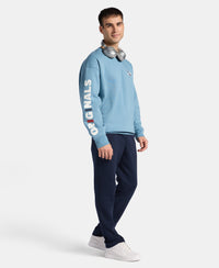 Super Combed Cotton Rich Graphic Print Fleece Sweatshirt with StayWarm Technology  - Provincial Blue
