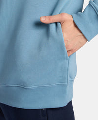 Super Combed Cotton Rich Graphic Print Fleece Sweatshirt with StayWarm Technology  - Provincial Blue