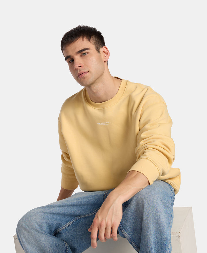 Super Combed Cotton Rich Graphic Print Fleece Sweatshirt with StayWarm Technology  - Sahara Sun UM66