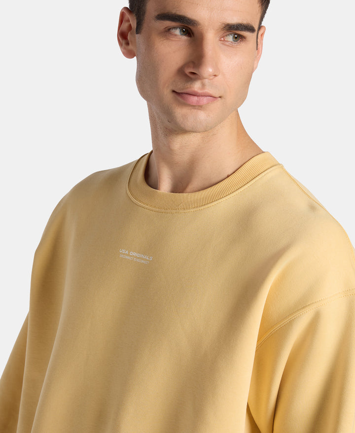Super Combed Cotton Rich Graphic Print Fleece Sweatshirt with StayWarm Technology  - Sahara Sun UM66