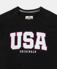 Super Combed Cotton Rich Fleece Printed Sweatshirt with StayWarm Technology - Black