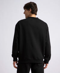 Super Combed Cotton Rich Fleece Printed Sweatshirt with StayWarm Technology - Black