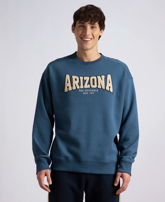 Super Combed Cotton Rich Fleece Printed Sweatshirt with StayWarm Technology - Ensign Blue