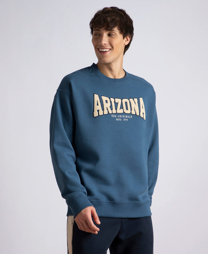 Super Combed Cotton Rich Fleece Printed Sweatshirt with StayWarm Technology - Ensign Blue
