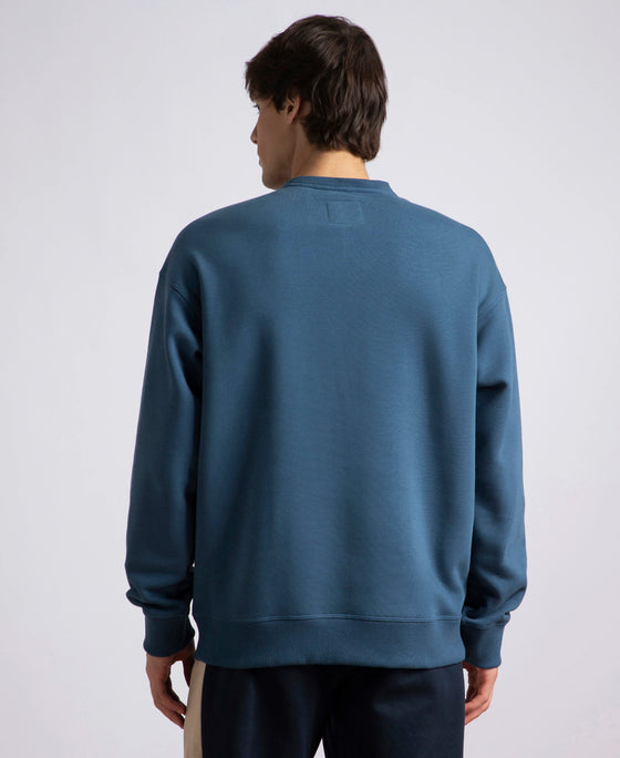 Super Combed Cotton Rich Fleece Printed Sweatshirt with StayWarm Technology - Ensign Blue