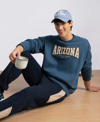 Super Combed Cotton Rich Fleece Printed Sweatshirt with StayWarm Technology - Ensign Blue