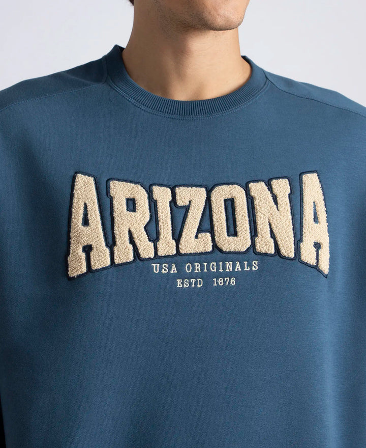 Super Combed Cotton Rich Fleece Printed Sweatshirt with StayWarm Technology - Ensign Blue