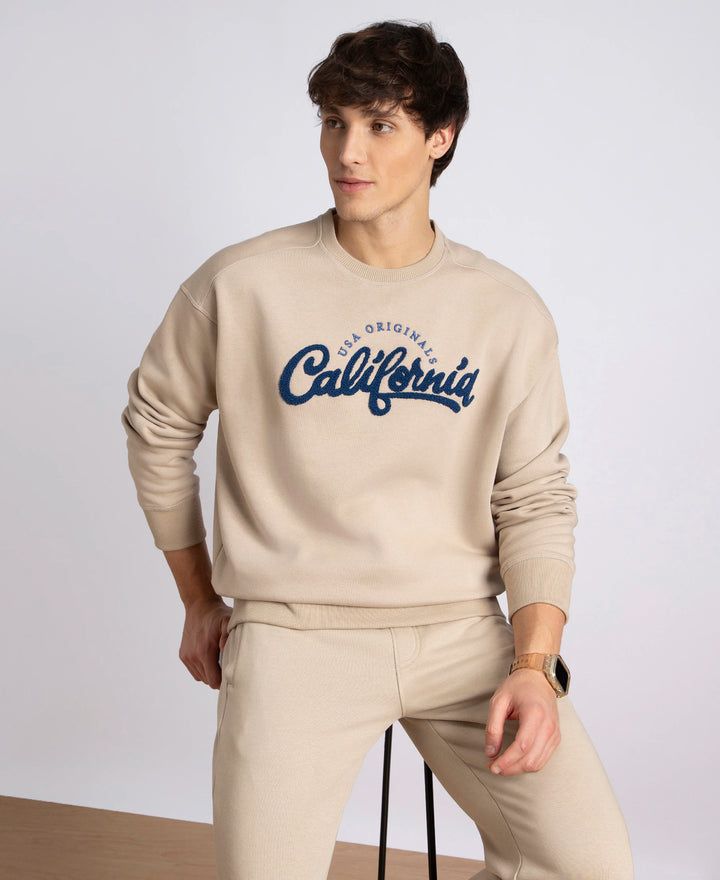 Super Combed Cotton Rich Fleece Printed Sweatshirt with StayWarm Technology - Pure Cashmere