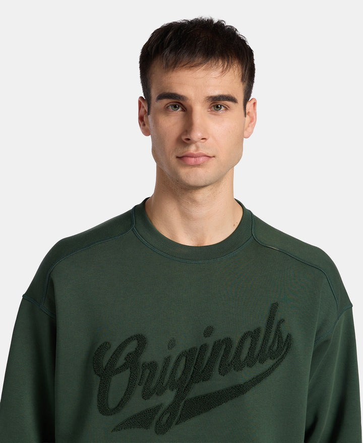 Super Combed Cotton Rich Fleece Printed Sweatshirt with StayWarm Technology - Sycamore
