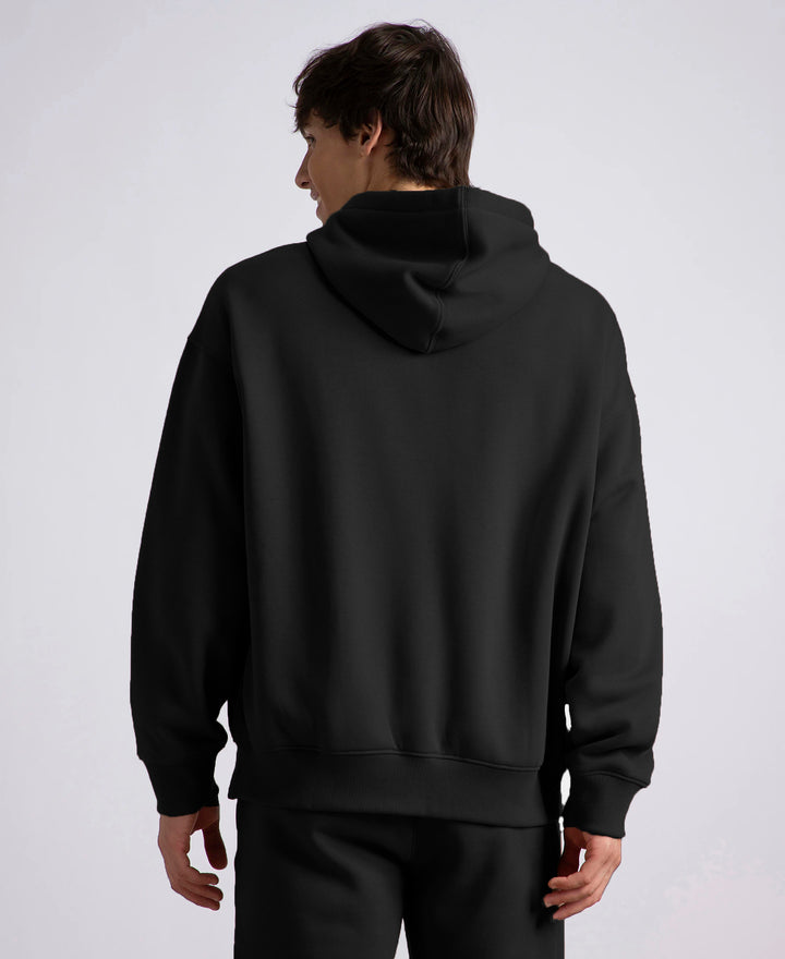 Oversized Super Combed Cotton Rich Fleece Jacket with StayWarm Technology - Black