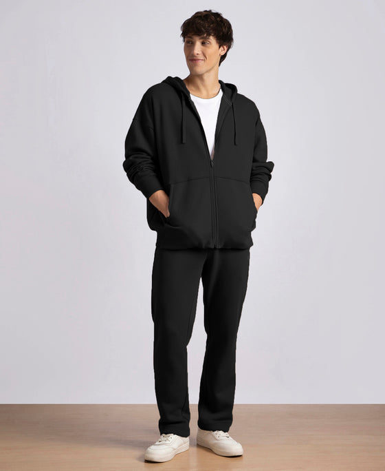 Oversized Super Combed Cotton Rich Fleece Jacket with StayWarm Technology - Black