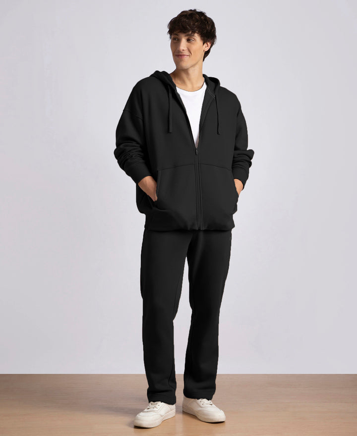 Oversized Super Combed Cotton Rich Fleece Jacket with StayWarm Technology - Black