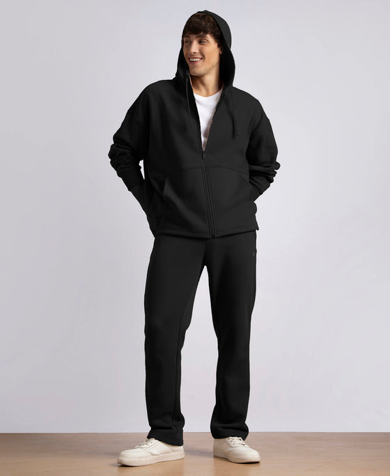 Oversized Super Combed Cotton Rich Fleece Jacket with StayWarm Technology - Black
