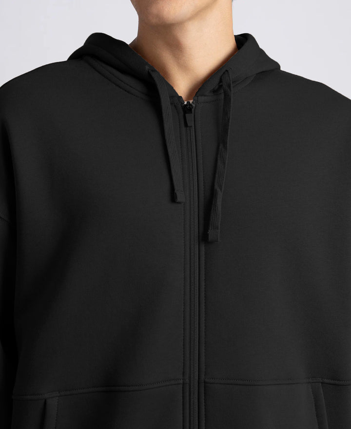 Oversized Super Combed Cotton Rich Fleece Jacket with StayWarm Technology - Black