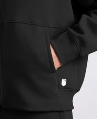 Oversized Super Combed Cotton Rich Fleece Jacket with StayWarm Technology - Black