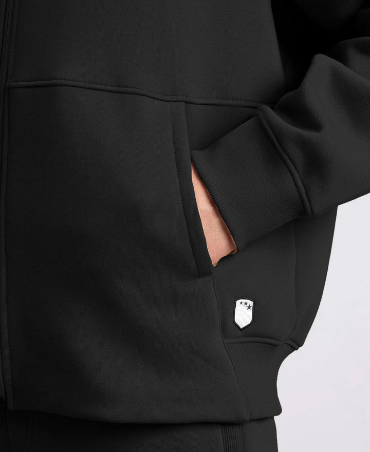 Oversized Super Combed Cotton Rich Fleece Jacket with StayWarm Technology - Black