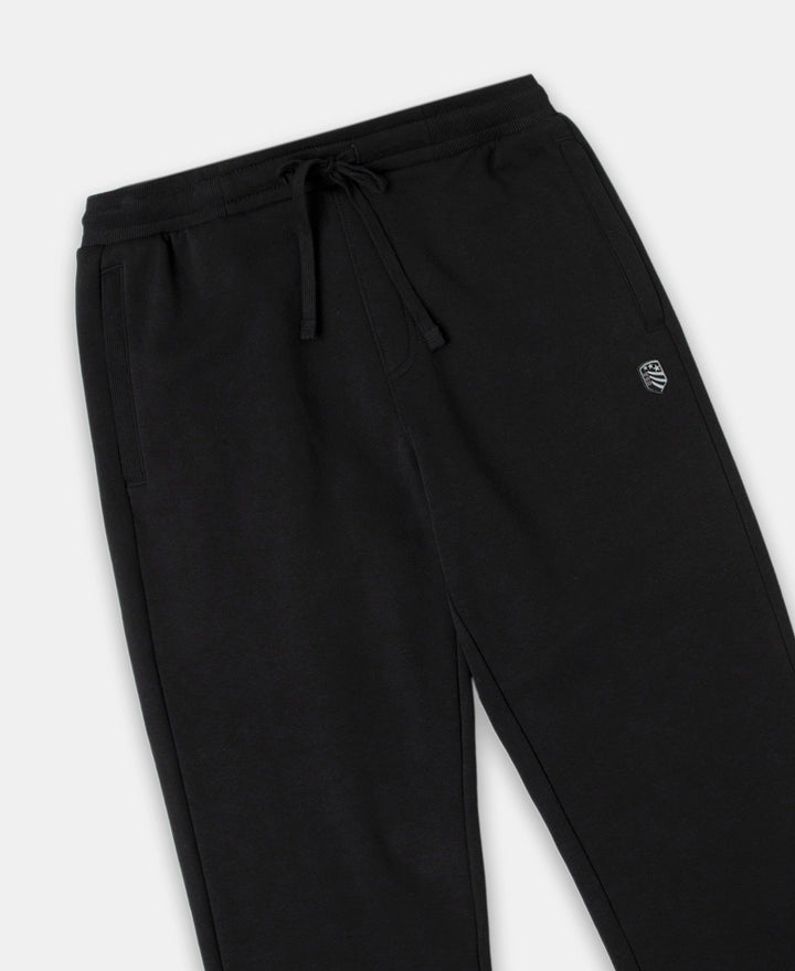 Super Combed Cotton Rich Straight Fit Fleece Trackpants with StayWarm Technology - Black