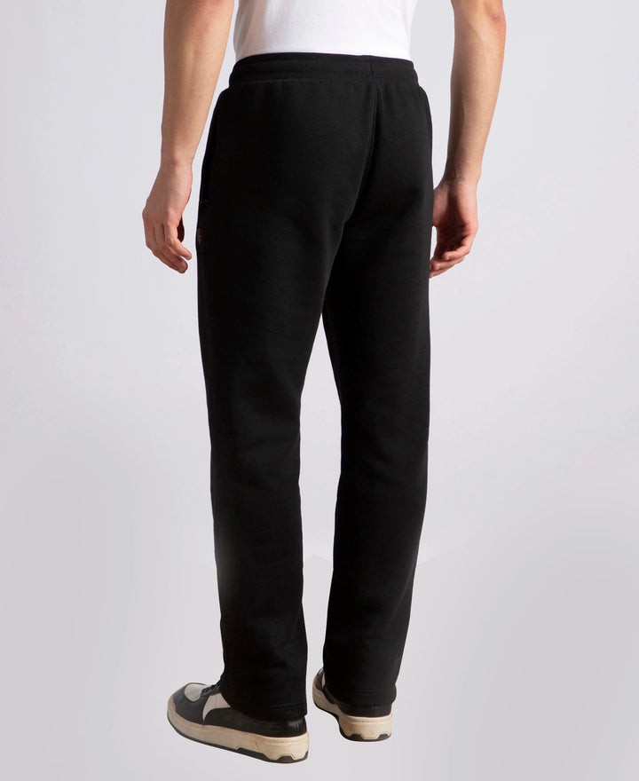 Super Combed Cotton Rich Straight Fit Fleece Trackpants with StayWarm Technology - Black