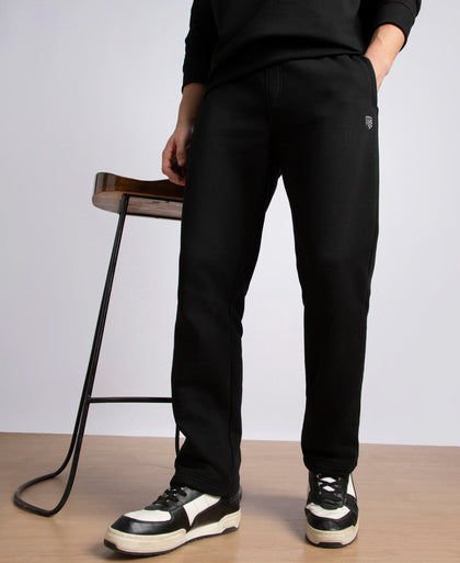 Super Combed Cotton Rich Fleece Trackpants with StayWarm Technology - Black
