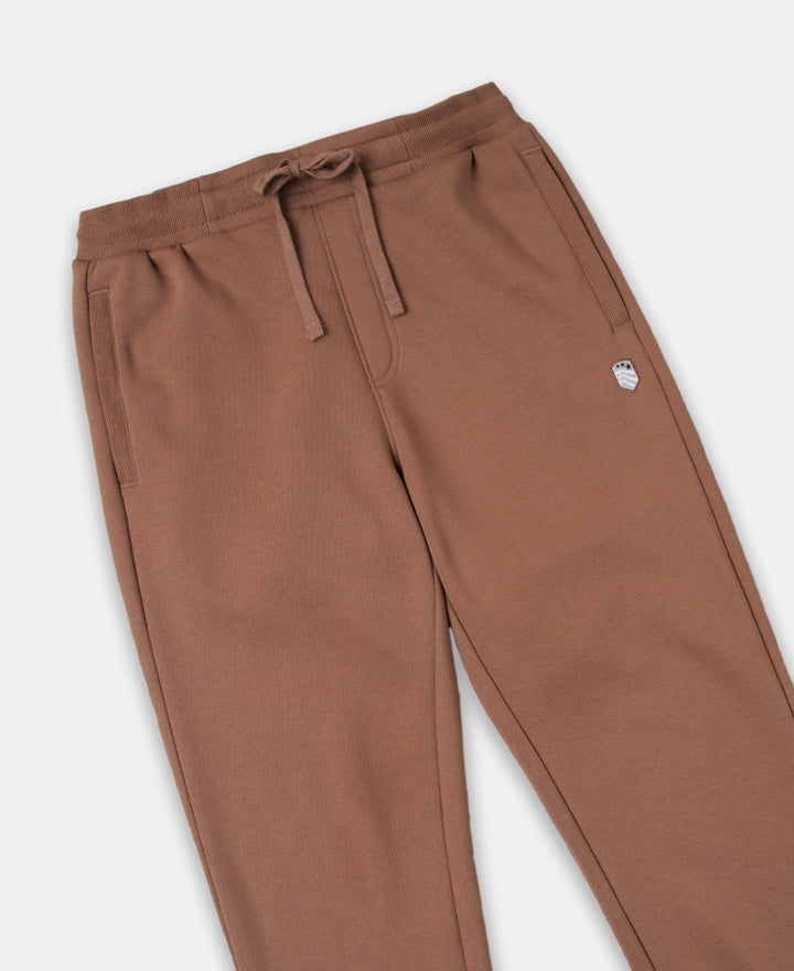 Super Combed Cotton Rich Straight Fit Fleece Trackpants with StayWarm Technology - Brownie