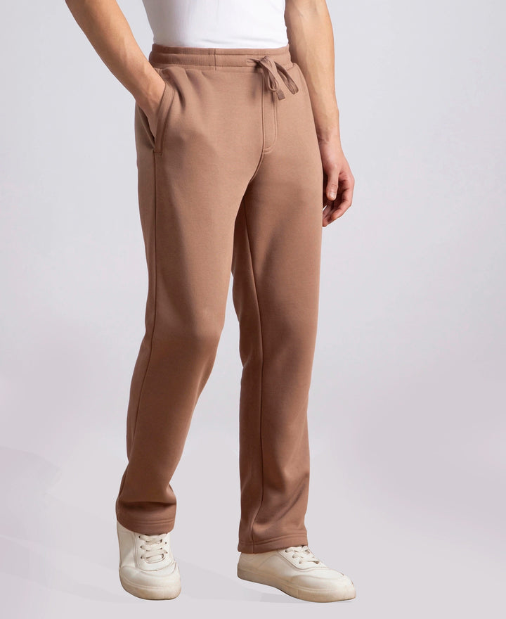 Super Combed Cotton Rich Straight Fit Fleece Trackpants with StayWarm Technology - Brownie