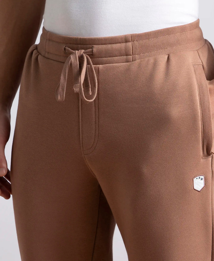 Super Combed Cotton Rich Straight Fit Fleece Trackpants with StayWarm Technology - Brownie
