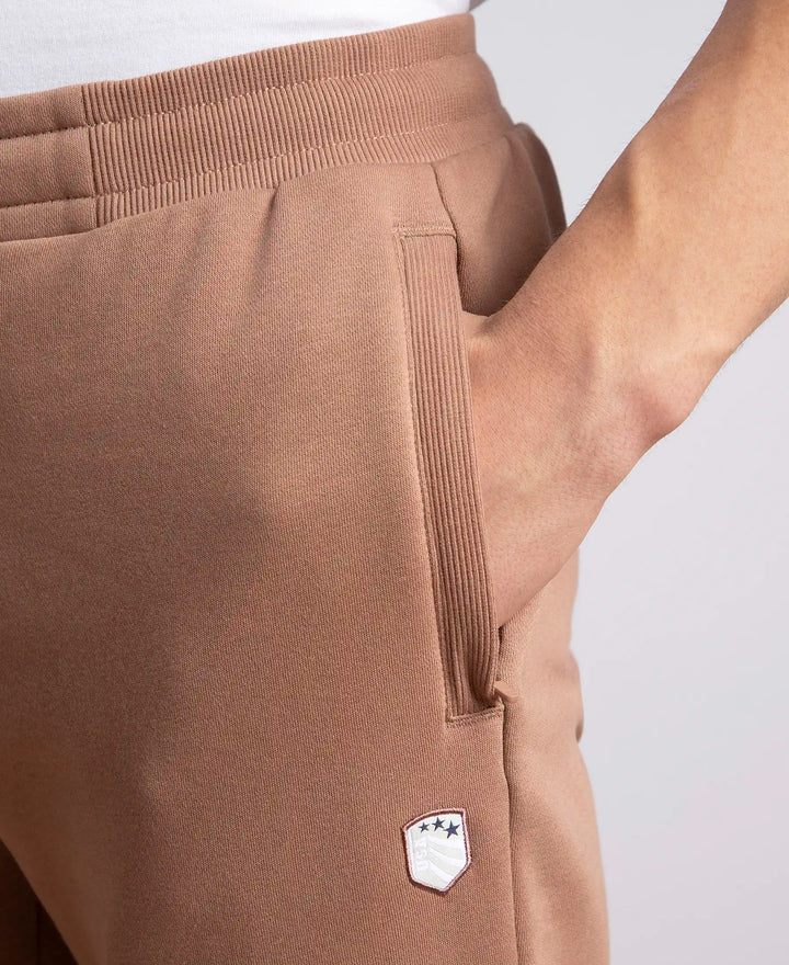 Super Combed Cotton Rich Straight Fit Fleece Trackpants with StayWarm Technology - Brownie