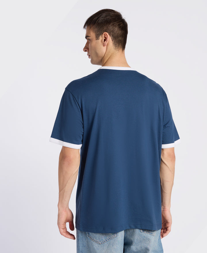 Super Combed Cotton Rich Relaxed Fit Graphic Printed T-Shirt - Insignia Blue