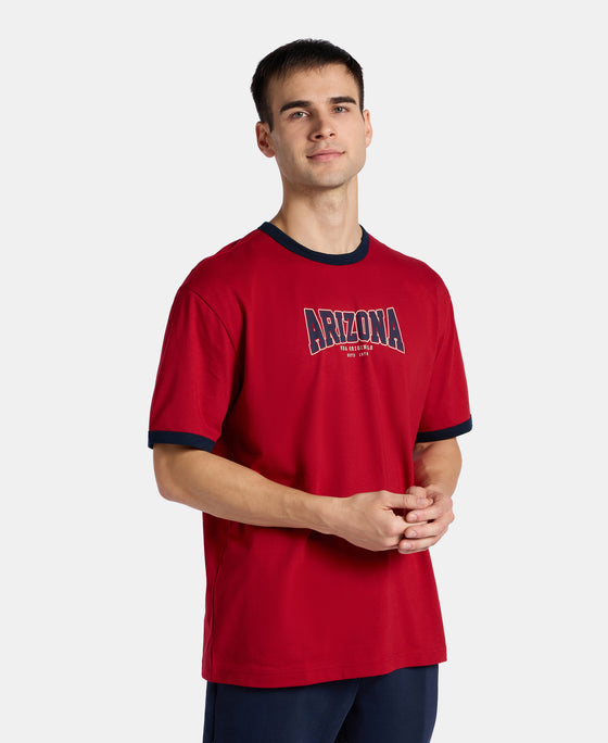 Super Combed Cotton Rich Relaxed Fit Graphic Printed T-Shirt - Shanghai Red