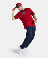 Super Combed Cotton Rich Relaxed Fit Graphic Printed T-Shirt - Shanghai Red