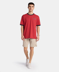 Super Combed Cotton Rich Relaxed Fit Graphic Printed T-Shirt - Shanghai Red Melange