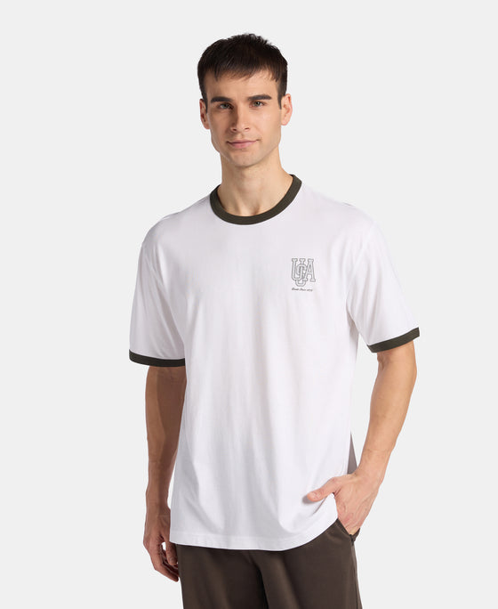 Super Combed Cotton Rich Relaxed Fit Graphic Printed T-Shirt - White