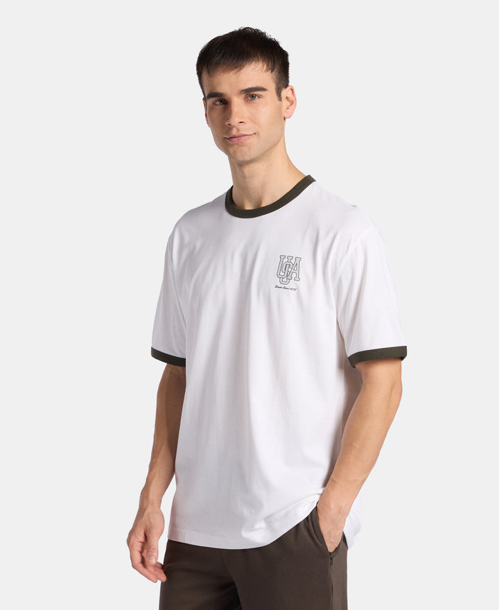 Super Combed Cotton Rich Relaxed Fit Graphic Printed T-Shirt - White