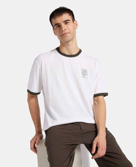 Super Combed Cotton Rich Relaxed Fit Graphic Printed T-Shirt - White