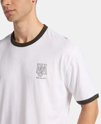 Super Combed Cotton Rich Relaxed Fit Graphic Printed T-Shirt - White