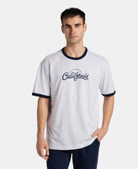 Super Combed Cotton Rich Relaxed Fit Graphic Printed T-Shirt - White Melange