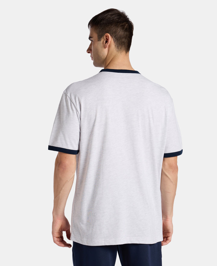 Super Combed Cotton Rich Relaxed Fit Graphic Printed T-Shirt - White Melange