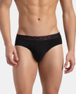 Super Combed Cotton Elastane Stretch Solid Brief with Ultrasoft Waistband - Black