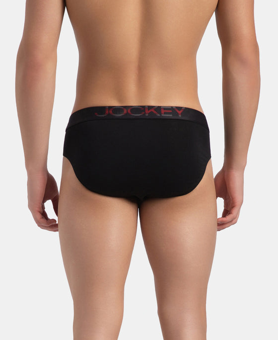 Super Combed Cotton Elastane Stretch Solid Brief with Ultrasoft Waistband - Black