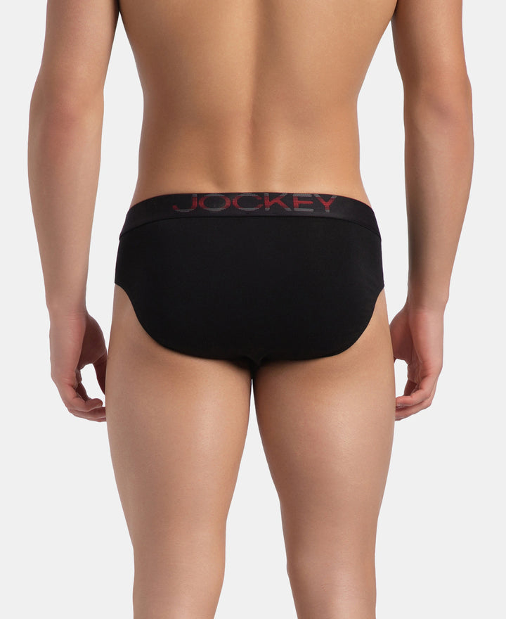 Super Combed Cotton Elastane Stretch Solid Brief with Ultrasoft Waistband - Black
