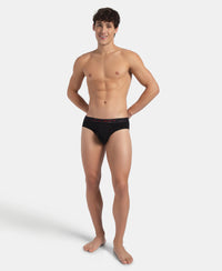 Super Combed Cotton Elastane Stretch Solid Brief with Ultrasoft Waistband - Black